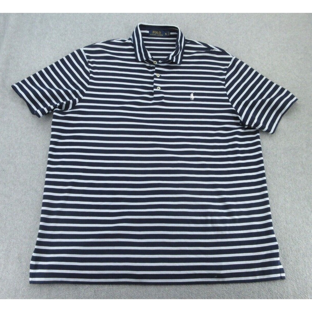 Polo Ralph Lauren Mens Polo Shirt Regular Navy White Striped XL